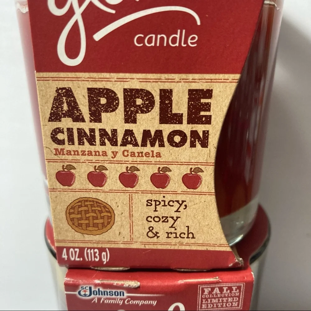 Glade Apple Cinnamon Glass Jar Candle Fall Limited Edition